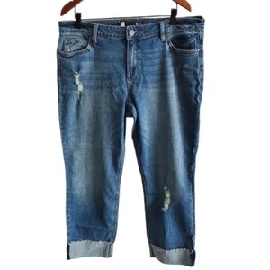 Kut From The Kloth Distressed Cuffed Boyfriend Jeans Size 16